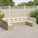 Havesofa Sæt med pude 10 pcs Beige og hvid polyrattan