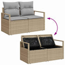 Havesofa Sæt med pude 10 pcs Beige og hvid polyrattan