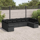 Havesofa Sæt med pude med opbevaring 10 pcs Sort polyrattan