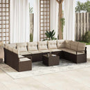 Havesofa Sæt med pude 11 pcs Brun og Creme polyrattan