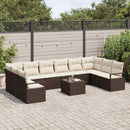 Havesofa Sæt med pude 11 pcs Brun og Creme polyrattan