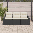 Havesofa Sæt med pude 3 pcs Sort og Hvid polyrattan