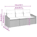 Havesofa Sæt med pude 3 pcs Sort og Hvid polyrattan