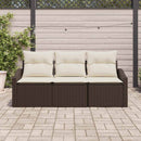 Havesofa Sæt med pude 3 pcs Brun og hvid polyrattan