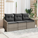 Havesofa Sæt med pude med opbevaring 3 pcs Grå polyrattan