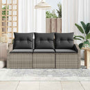 Havesofa Sæt med pude med opbevaring 3 pcs Grå polyrattan