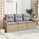 Havesofa Sæt med pude 3 pcs Beige og lys grå polyrattan
