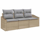 Havesofa Sæt med pude 3 pcs Beige og lys grå polyrattan