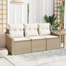 Havesofa Sæt med pude 3 pcs Beige og hvid polyrattan