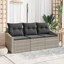 Havesofa Sæt med pude med opbevaring 3 pcs Lysegrå polyrattan