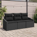 Havesofa Sæt med pude med opbevaring 3 pcs Sort polyrattan
