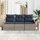 Havesofa Sæt med pude 3 pcs Grå og Marineblå polyrattan