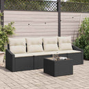 Sofa Sæt med pude med opbevaring 5 pcs Sort og Cream polyrattan