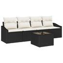 Sofa Sæt med pude med opbevaring 5 pcs Sort og Cream polyrattan