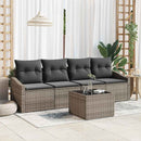 Sofa Sæt med pude med opbevaring 5 pcs Grå polyrattan
