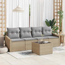 Sofa Sæt med pude med opbevaring 5 pcs Beige og grå polyrattan