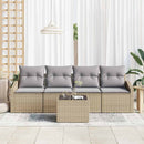 Sofa Sæt med pude med opbevaring 5 pcs Beige og grå polyrattan