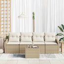 Sofa Sæt med pude 5 pcs Beige og creme polyrattan