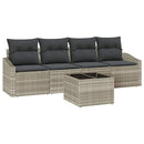 Sofa Sæt med pude 5 pcs Lysegrå og mørkegrå polyrattan