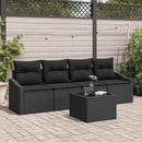 Sofa Sæt med pude med opbevaring 5 pcs Sort polyrattan