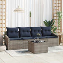 Sofa Sæt med pude 5 pcs Grå og Marineblå polyrattan