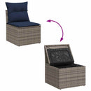 Sofa Sæt med pude 5 pcs Grå og Marineblå polyrattan