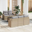 Sofa Sæt med pude med opbevaring 6 pcs Beige og grå polyrattan