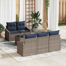 Sofa Sæt med pude 6 pcs Grå og Marineblå polyrattan