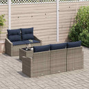 Sofa Sæt med pude 6 pcs Grå og Marineblå polyrattan