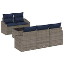 Sofa Sæt med pude 6 pcs Grå og Marineblå polyrattan