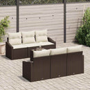 Sofa Sæt med pude med opbevaring 7 pcs Brun og Creme polyrattan
