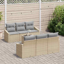 Sofa Sæt med pude med opbevaring 7 pcs Beige og grå polyrattan