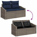 Sofa Sæt med pude 7 pcs Grå og Marineblå polyrattan