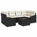 Sofa Sæt med pude med opbevaring 7 pcs Sort og Cream polyrattan