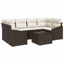 Sofa Sæt med pude med opbevaring 7 pcs Brun og Creme polyrattan