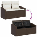Sofa Sæt med pude med opbevaring 7 pcs Brun og Creme polyrattan