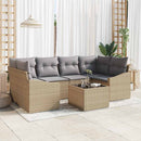 Sofa Sæt med pude med opbevaring 7 pcs Beige og grå polyrattan