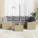 Sofa Sæt med pude med opbevaring 7 pcs Beige og grå polyrattan