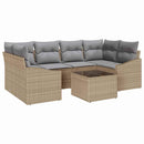 Sofa Sæt med pude med opbevaring 7 pcs Beige og grå polyrattan