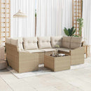 Sofa Sæt med pude 7 pcs Beige og creme polyrattan