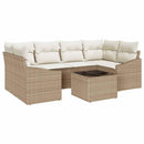 Sofa Sæt med pude 7 pcs Beige og creme polyrattan