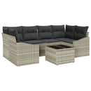 Sofa Sæt med pude 7 pcs Lysegrå og mørkegrå polyrattan