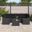 Sofa Sæt med pude med opbevaring 7 pcs Sort polyrattan