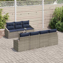 Sofa Sæt med pude 8 pcs Grå og Marineblå polyrattan