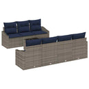 Sofa Sæt med pude 8 pcs Grå og Marineblå polyrattan