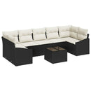 Sofa Sæt med pude med opbevaring 8 pcs Sort og Cream polyrattan