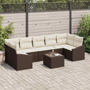 Sofa Sæt med pude med opbevaring 8 pcs Brun og Creme polyrattan
