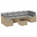 Sofa Sæt med pude med opbevaring 8 pcs Beige og grå polyrattan