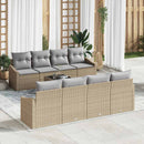 Sofa Sæt med pude med opbevaring 7 pcs Beige og grå polyrattan