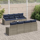 Sofa Sæt med pude 9 pcs Grå og Marineblå polyrattan